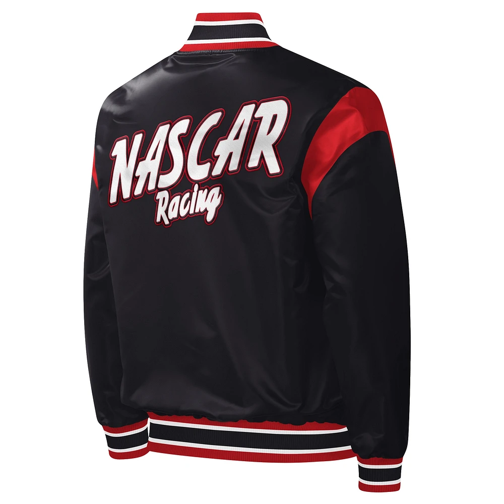 Men's Starter Black NASCAR Force Play Full-Snap Varsity Jacket