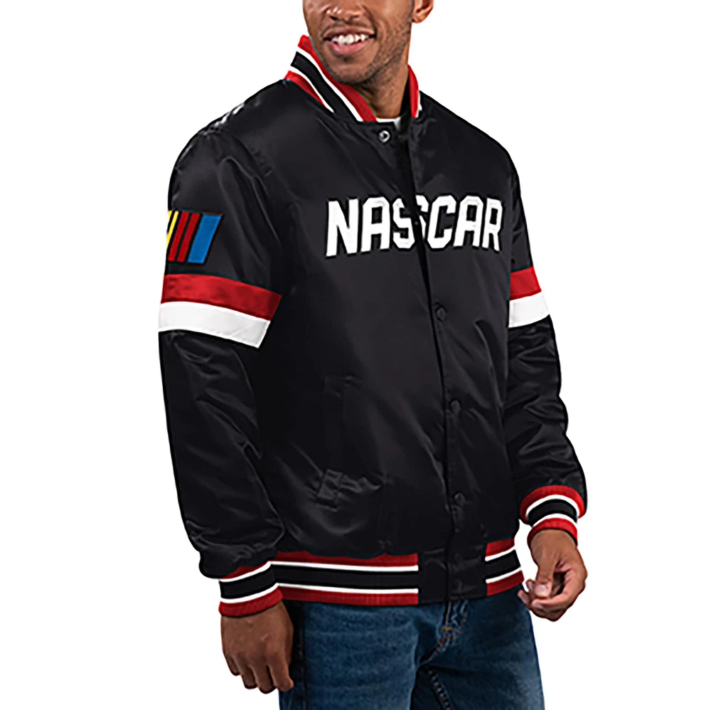 Veste universitaire à bouton-pression complète Starter Black NASCAR Home Game pour hommes