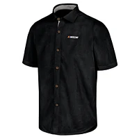 Men's Tommy Bahama Black NASCAR Sport Coconut Point Palm Vista IslandZone Button-Up Camp Shirt