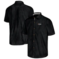 Men's Tommy Bahama Black NASCAR Sport Coconut Point Palm Vista IslandZone Button-Up Camp Shirt