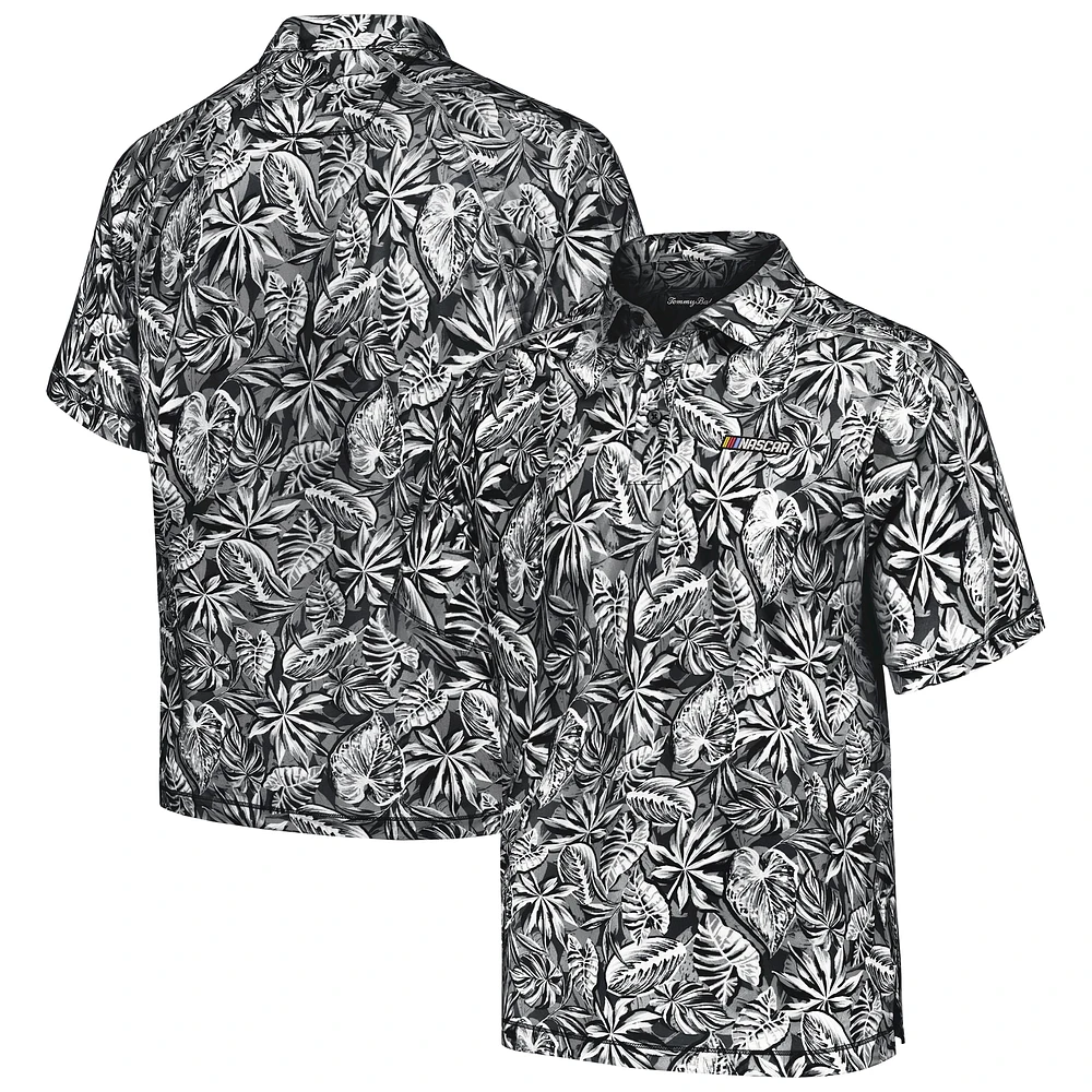 Men's Tommy Bahama Black NASCAR Sport Tropical Score IslandZone Polo