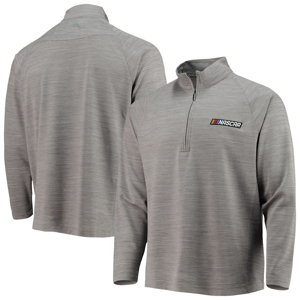 Men's Tommy Bahama Charcoal NASCAR Play Action Raglan Half-Zip Jacket