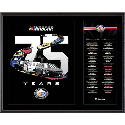 Plaque sublimée 12" x 15" du calendrier du 75e anniversaire de la NASCAR 2023