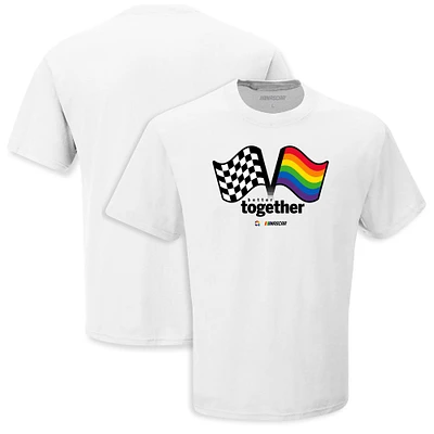 T-shirt unisexe drapeau à damier sport blanc NASCAR Better Together