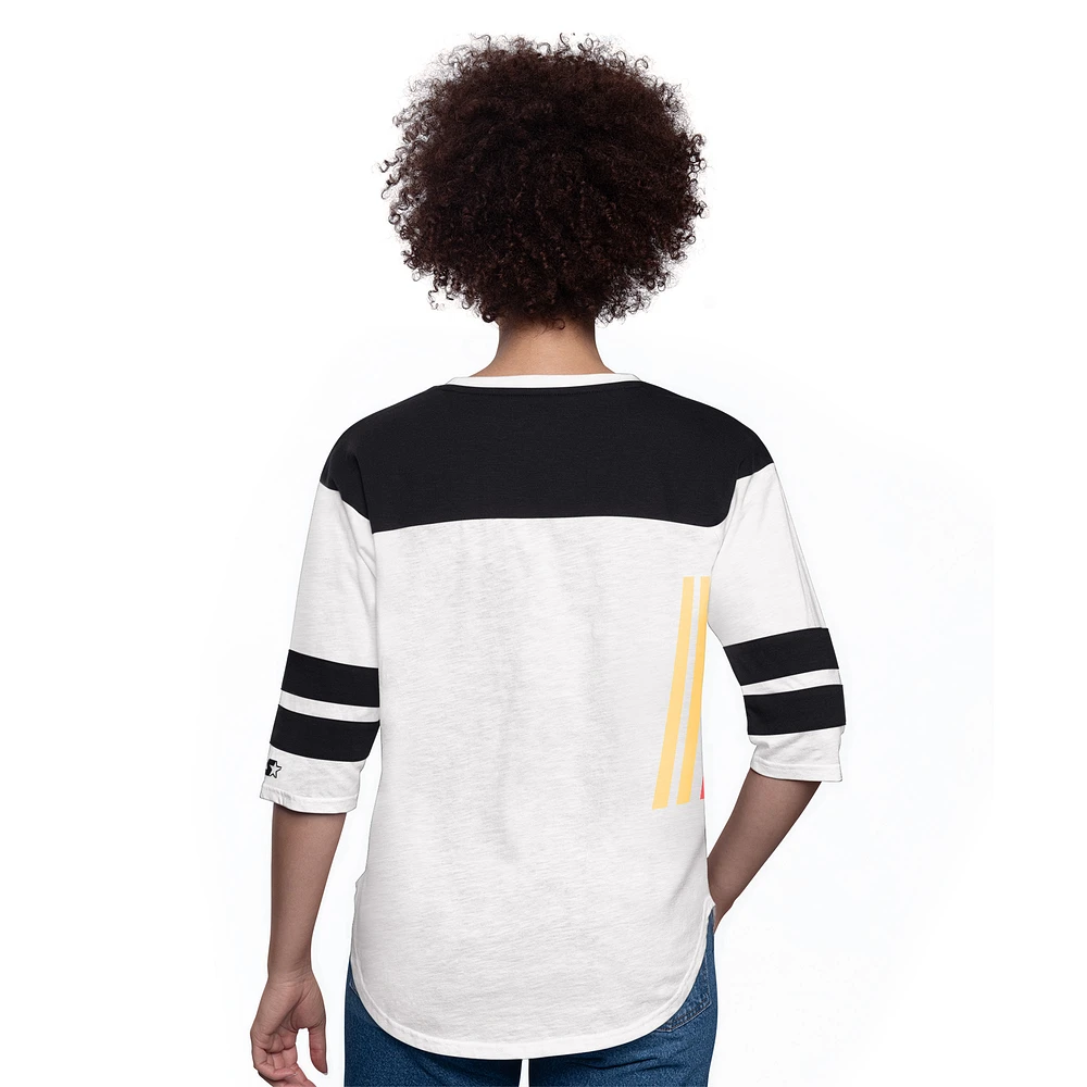 T-shirt à manches 3/4 blanc Starter NASCAR Grand Slam pour femme