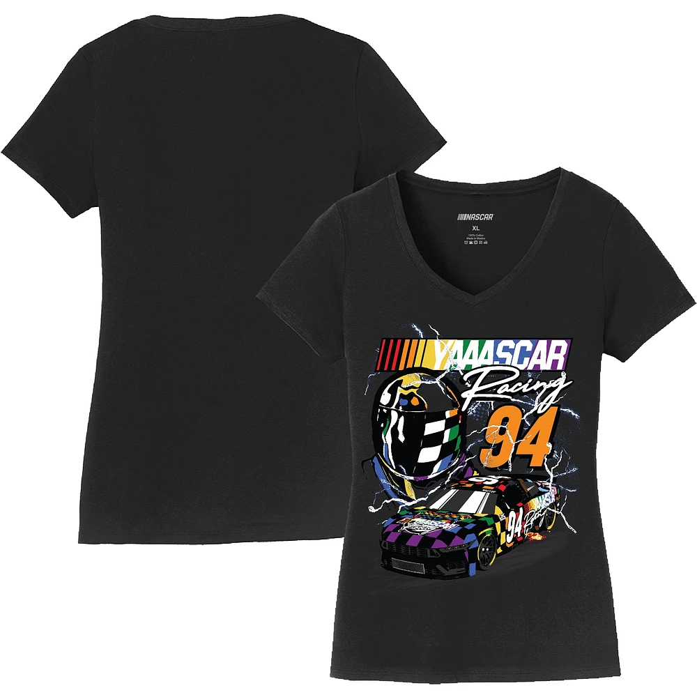 T-shirt à col en V noir NASCAR YAAASCAR Pride pour femmes