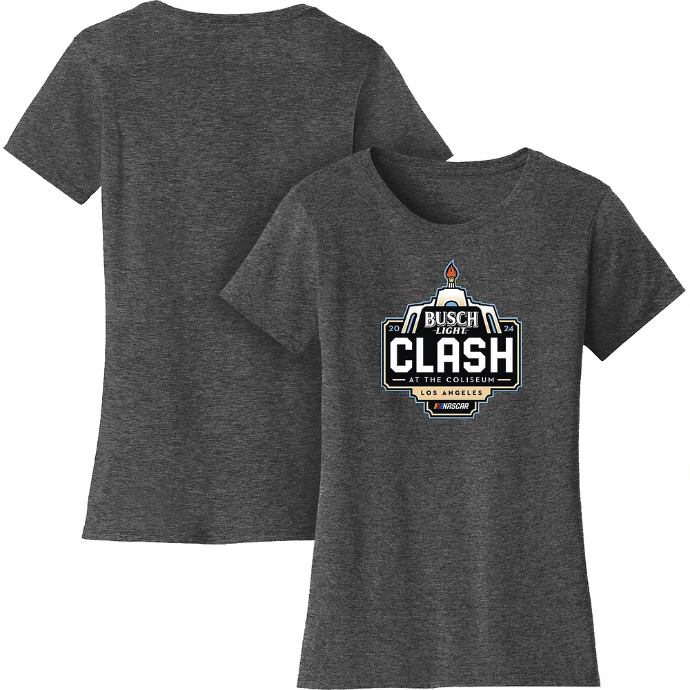 Women's Checkered Flag Sports Heather Charcoal 2024 Clash at the Coliseum T-Shirt