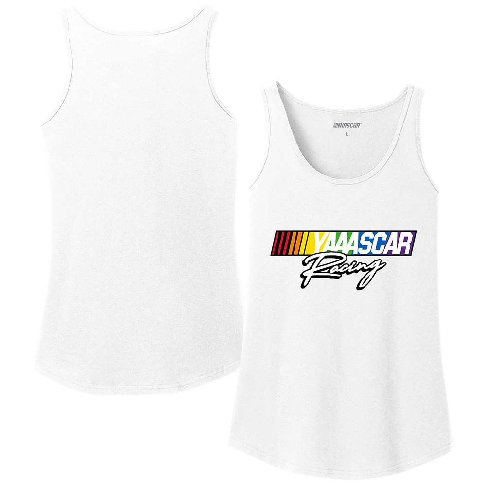 Women's Checkered Flag Sports White NASCAR Logo Pride Tank Top