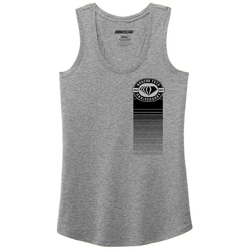 Women's E2 Apparel Heather Gray NASCAR 75th Anniversary Racerback Tank Top