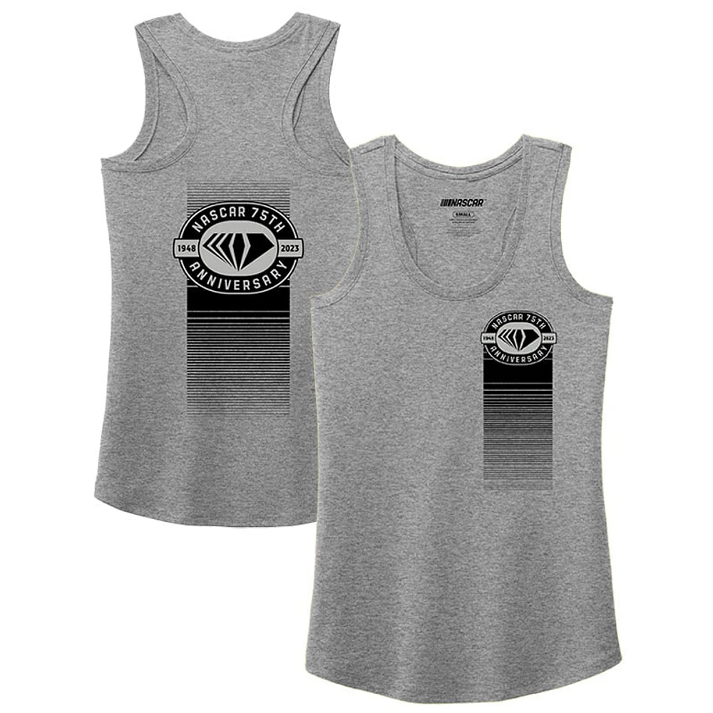 Women's E2 Apparel Heather Gray NASCAR 75th Anniversary Racerback Tank Top