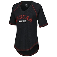 Women's G-III 4Her by Carl Banks Black NASCAR Ball Chase Tri-Blend Thermal Raglan Top