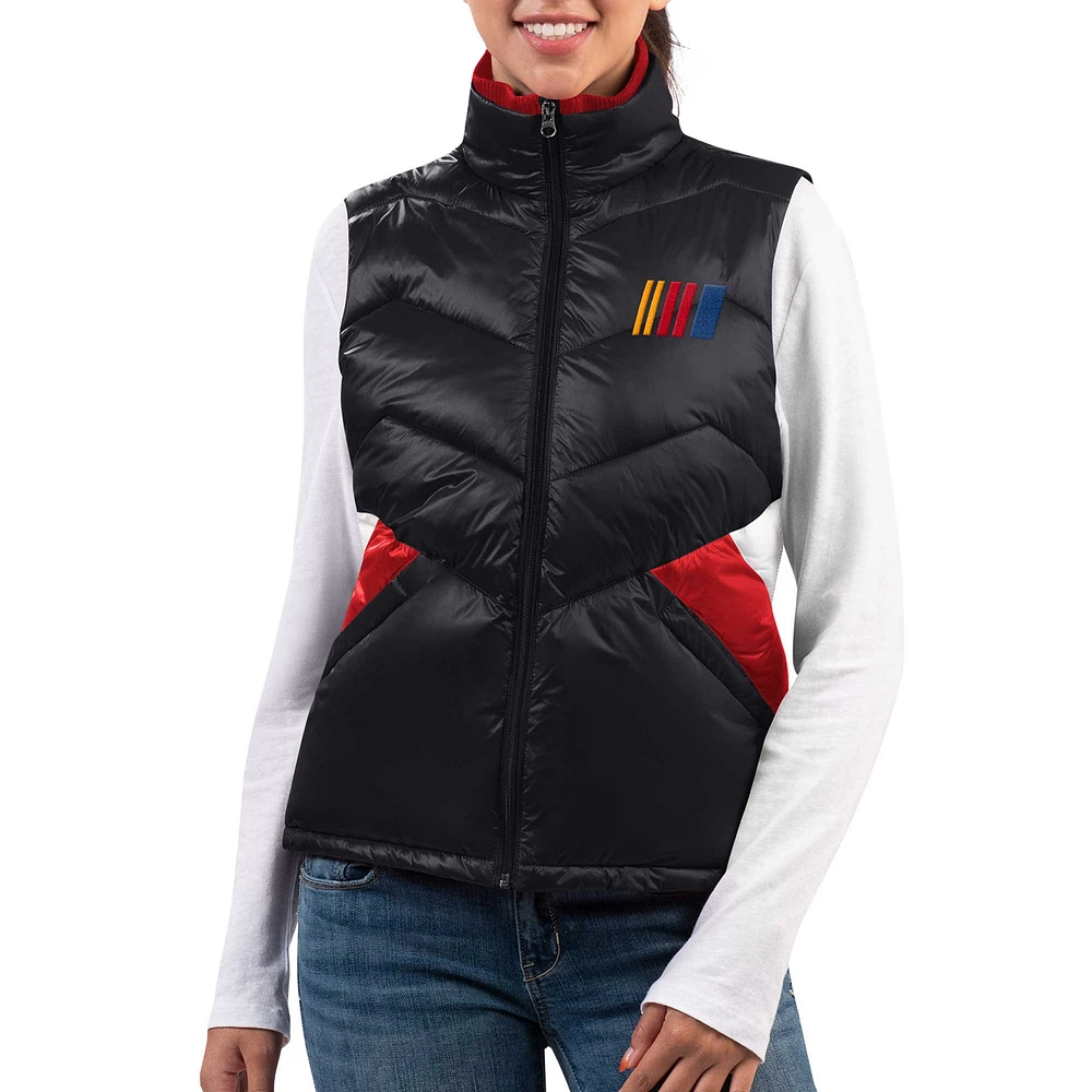 G-III 4Her par Carl Banks pour femme Noir NASCAR Merchandise Gilet matelassé polyvalent à fermeture éclair intégrale