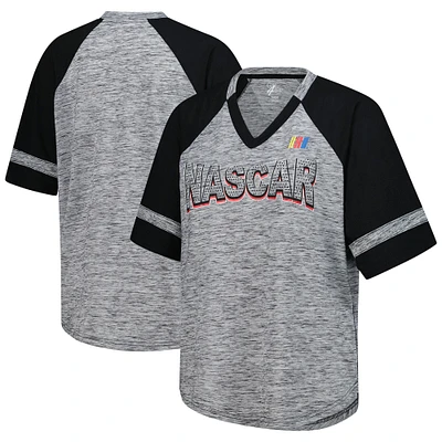 Women's G-III 4Her by Carl Banks  Heather Gray NASCAR Hall of Fame Oversized Raglan V-Neck T-Shirt