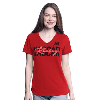 Women's G-III 4Her by Carl Banks  Red NASCAR Batter Up V-Neck T-Shirt