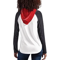 T-shirt blanc à manches longues et capuche G-III 4Her par Carl Banks pour femmes NASCAR MVP Raglan