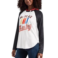 T-shirt blanc à manches longues et capuche G-III 4Her par Carl Banks pour femmes NASCAR MVP Raglan