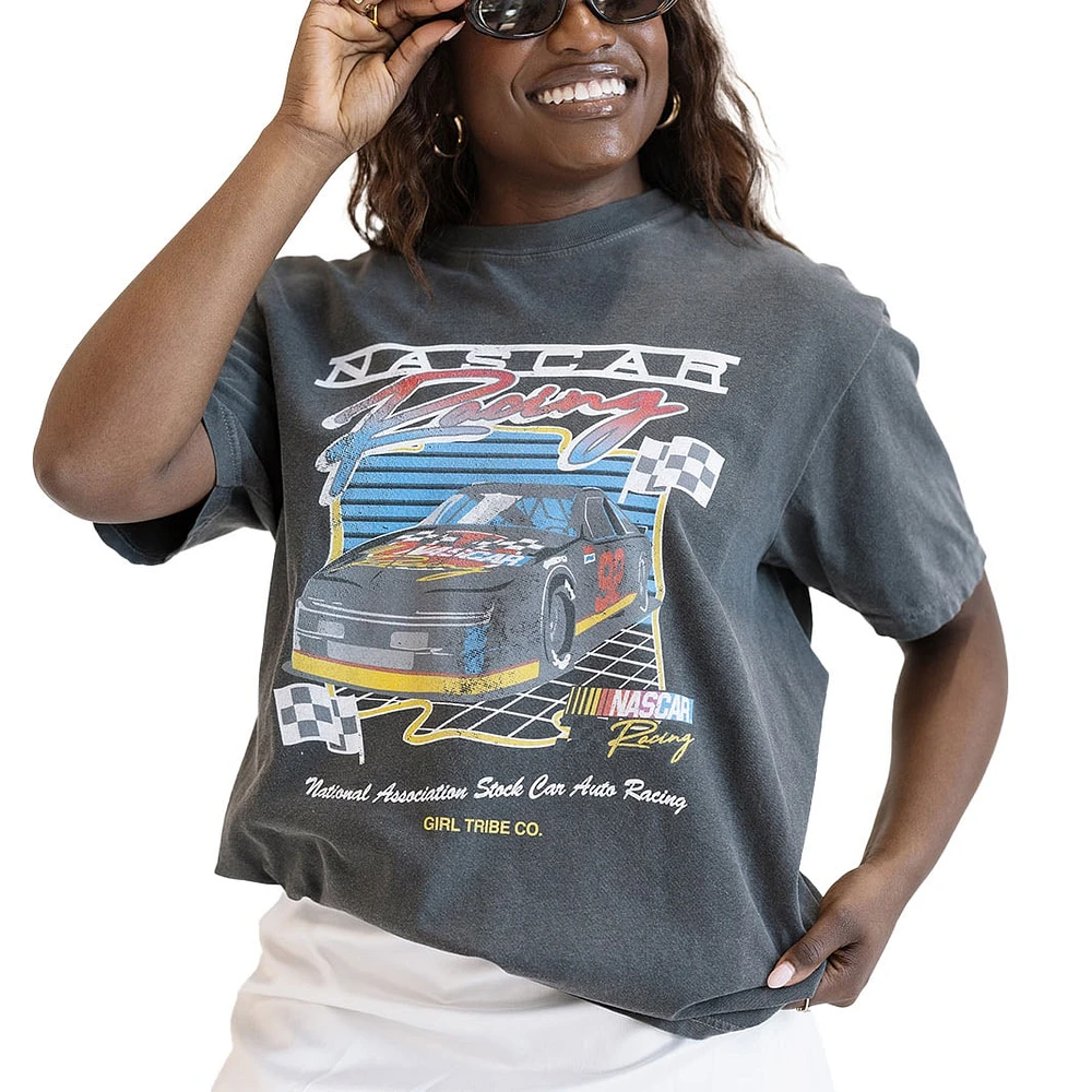Women's Girl Tribe Co. Gray NASCAR Racer T-Shirt