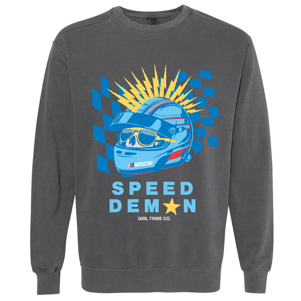Women's Girl Tribe Co. Gray NASCAR Speed Demon Pullover Sweatshirt