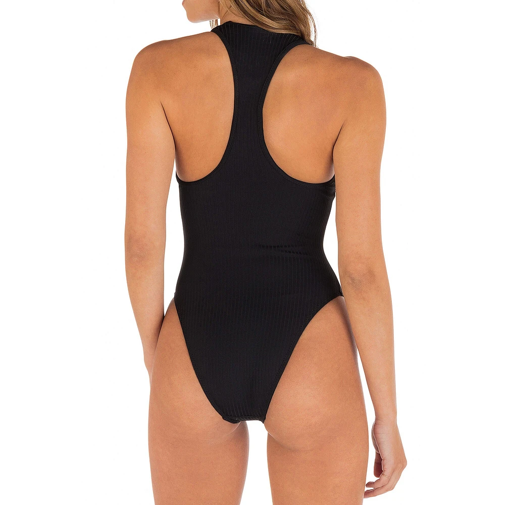 Women's Hurley Black NASCAR Racerback One-Piece Bathing Suit