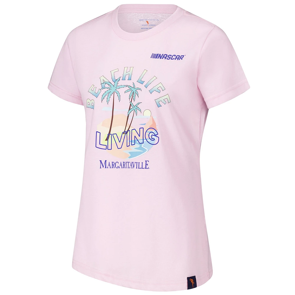 T-shirt NASCAR Beach Life rose Margaritaville pour femme