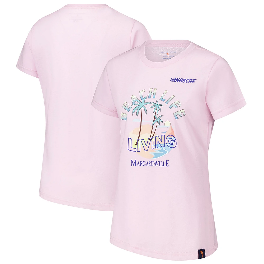 T-shirt NASCAR Beach Life rose Margaritaville pour femme