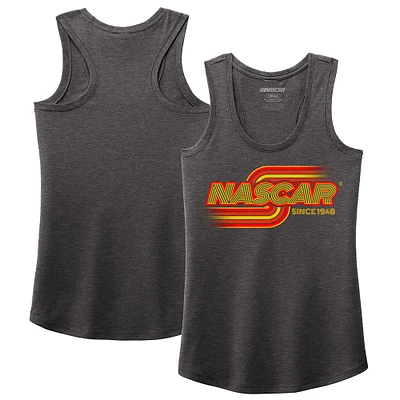 Débardeur tri-blend dos nageur NASCAR Heather Charcoal pour femme avec nom et numéro
