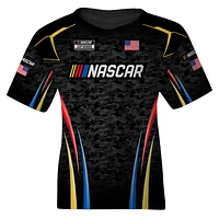 T-shirt d'uniforme NASCAR noir à damier pour jeunes