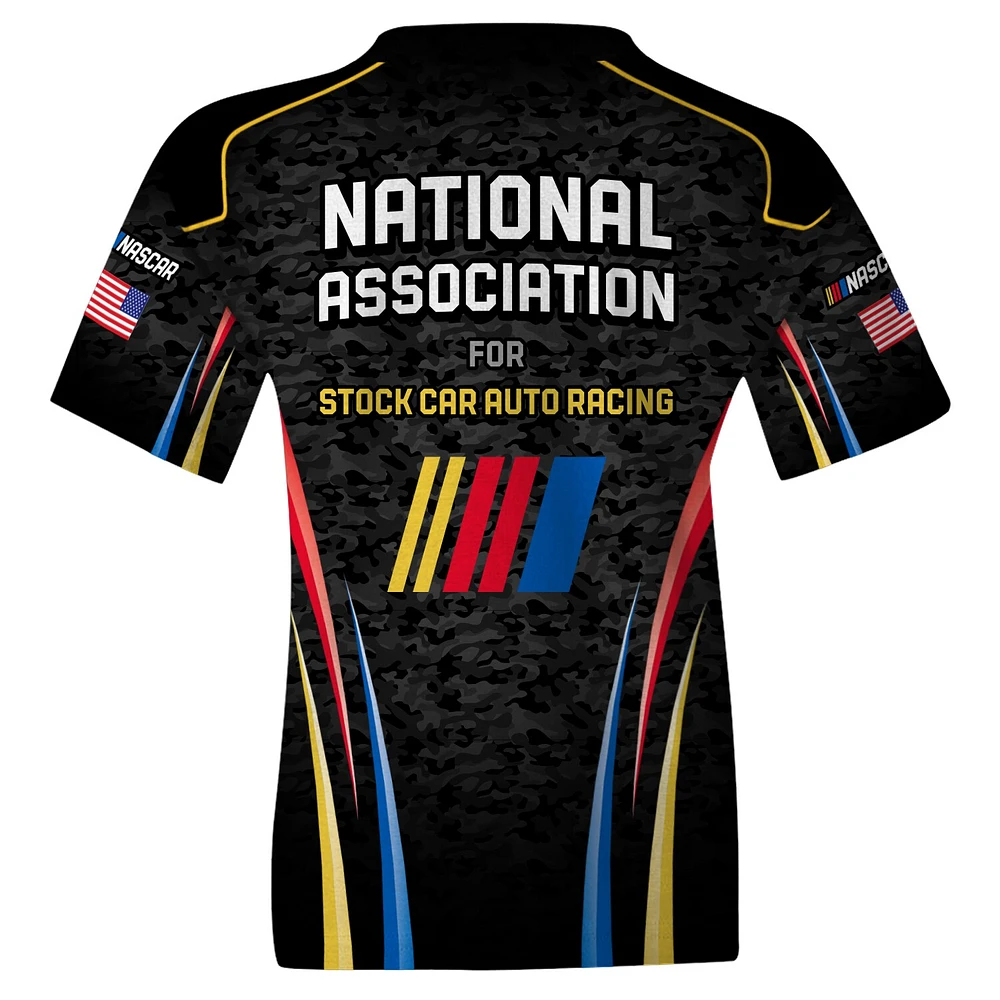 T-shirt d'uniforme NASCAR noir à damier pour jeunes