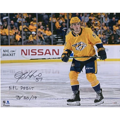 Dante Fabbro Nashville Predators Autographed 16" x 20" Skating Photograph with "NHL Debut 3/30/19" Inscription