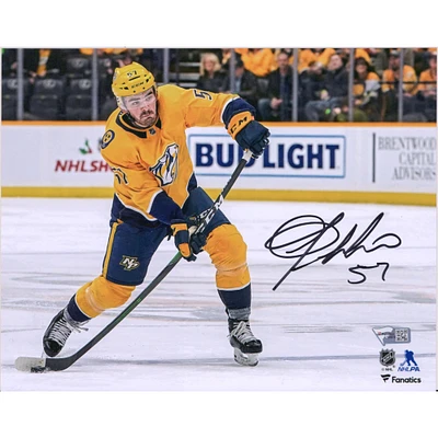 Dante Fabbro Nashville Predators Autographed 8" x 10" Gold Jersey Shooting Photograph