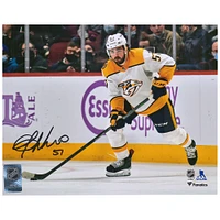Dante Fabbro Nashville Predators Autographed 8" x 10" White Jersey with Puck Photograph