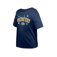 Girl's Youth New Era  Navy Nashville Predators Flip Sequin T-Shirt