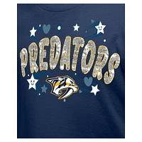 Girl's Youth New Era  Navy Nashville Predators Flip Sequin T-Shirt