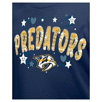 Girl's Youth New Era  Navy Nashville Predators Flip Sequin T-Shirt