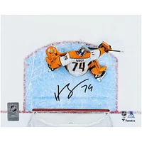 Juuse Saros Nashville Predators Autographed 8" x 10" White Jersey Overhead Making Save Photograph