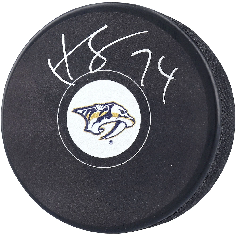 Juuse Saros Nashville Predators Autographed Hockey Puck