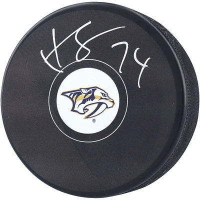 Juuse Saros Nashville Predators Autographed Hockey Puck