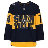 Maillot adidas authentique 2022 Stadium Series dédicacé par Juuse Saros Navy Nashville Predators