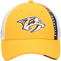 Men's Fanatics  Gold Nashville Predators Authentic Pro Draft Adjustable Trucker Hat