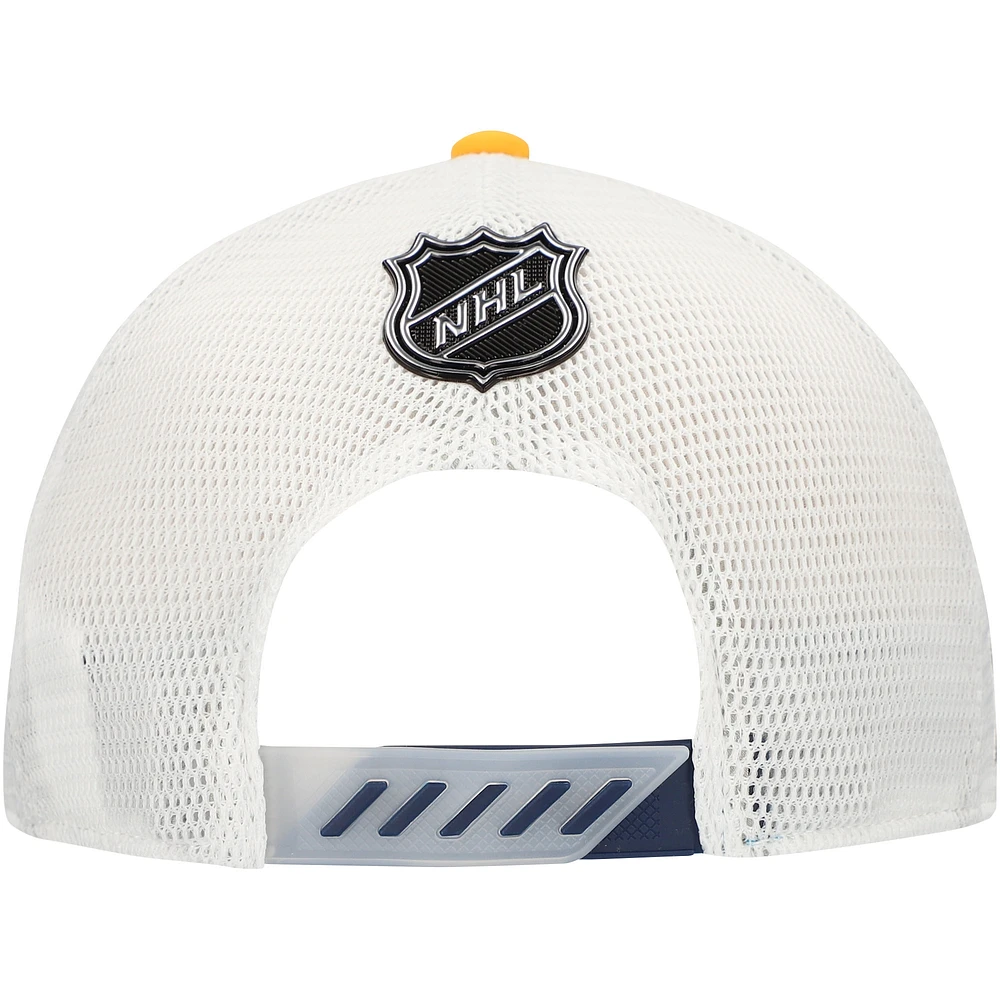 Men's Fanatics  Gold Nashville Predators Authentic Pro Draft Adjustable Trucker Hat