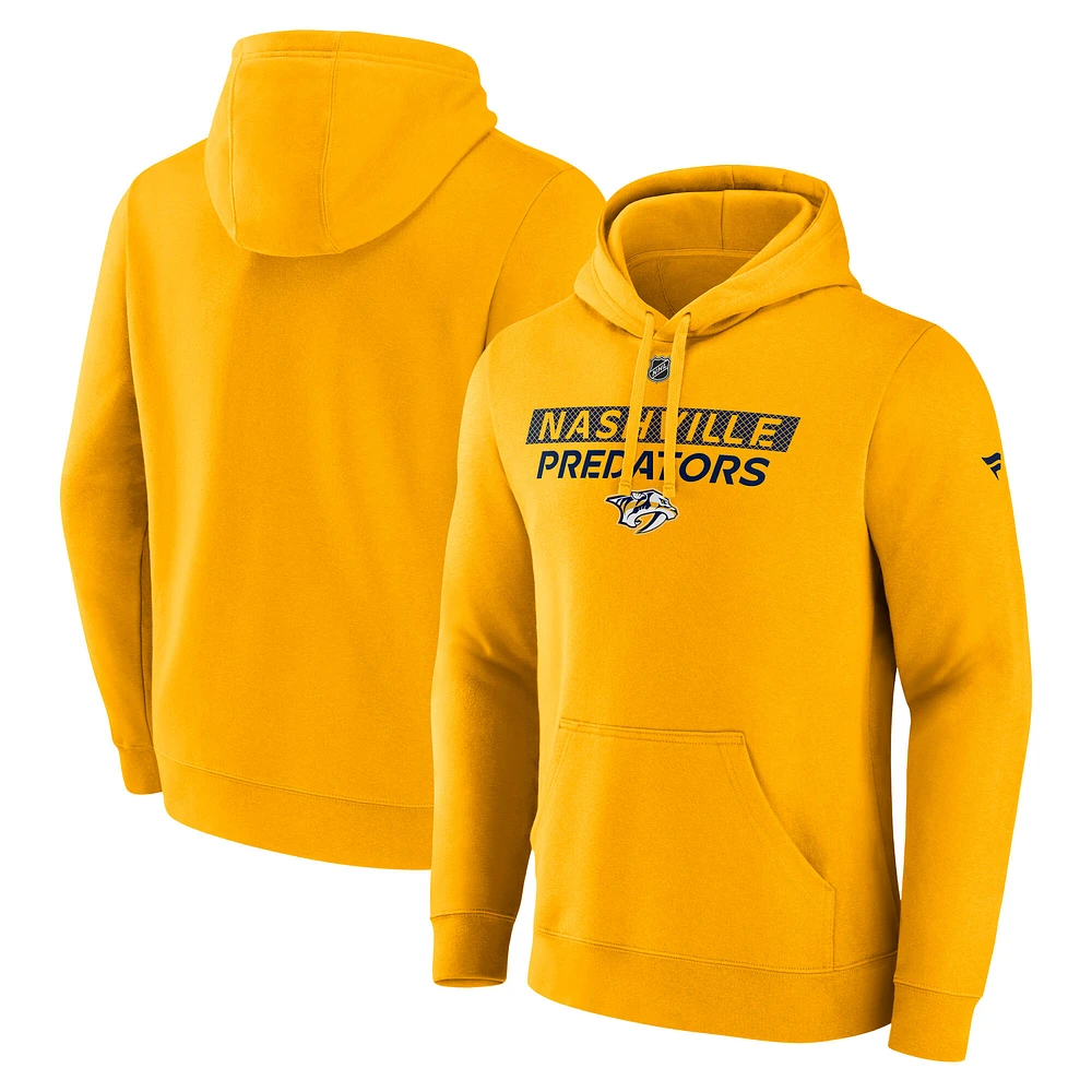 Sweat à capuche en polaire Authentic Pro Gold Nashville Predators Fanatics pour homme