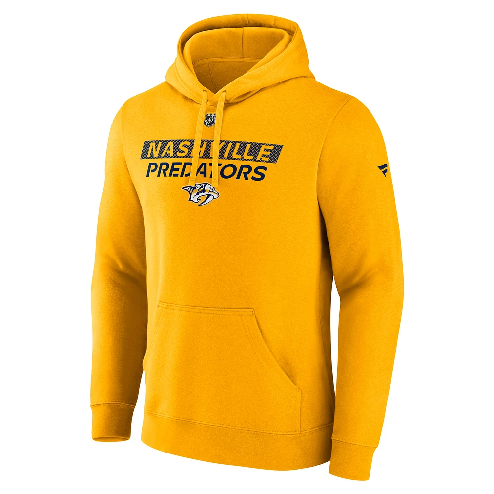 Sweat à capuche en polaire Authentic Pro Gold Nashville Predators Fanatics pour homme