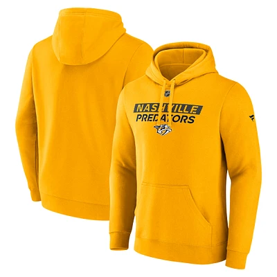 Sweat à capuche en polaire Authentic Pro Gold Nashville Predators Fanatics pour homme