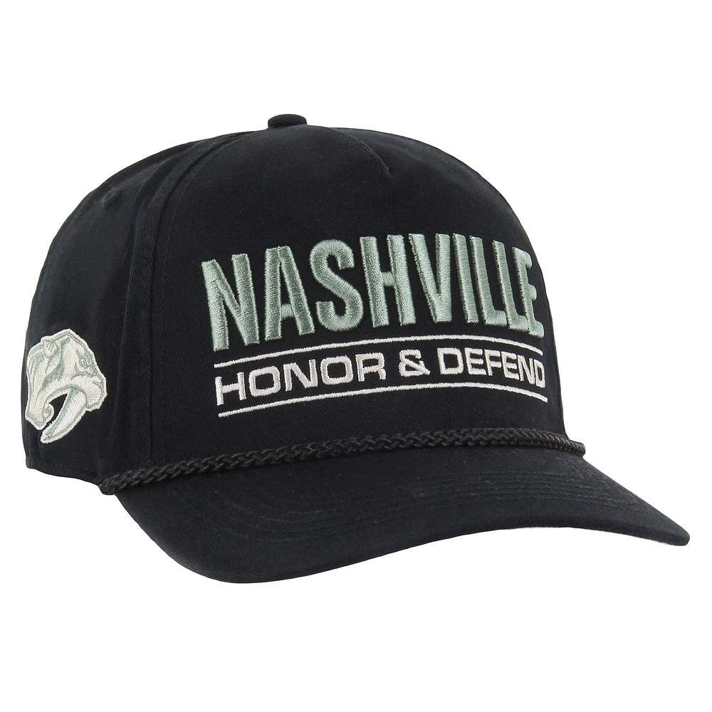 Casquette ajustable Hitch pour homme, noire, 47, Nashville Predators OHT, appréciation militaire, honneur et défense de la patrie