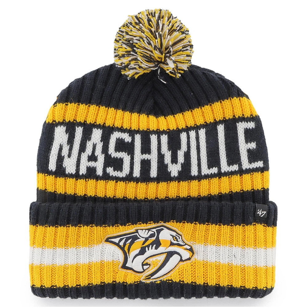 Bonnet en tricot à revers Bering pour hommes '47 Navy Nashville Predators avec pompon