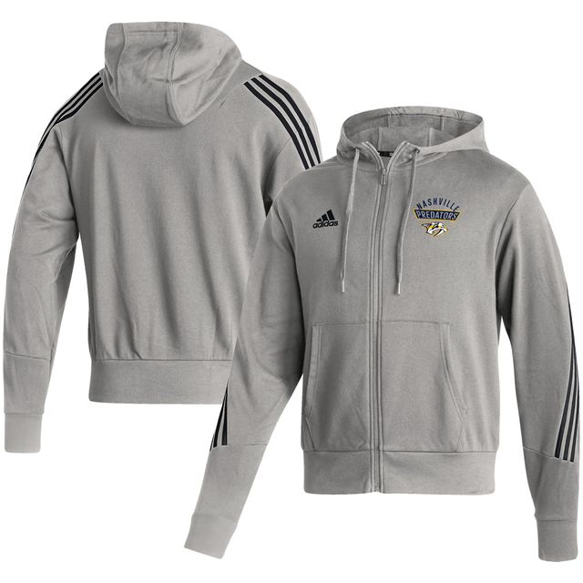 Sweat à capuche entièrement zippé adidas pour hommes, gris chiné, Nashville Predators Fashion