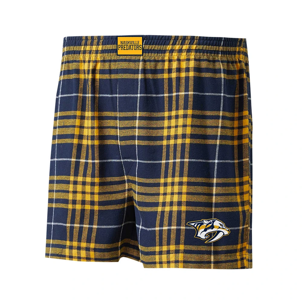 Men's Concepts Sport Navy/Gold Nashville Predators Concord Flannel Boxers