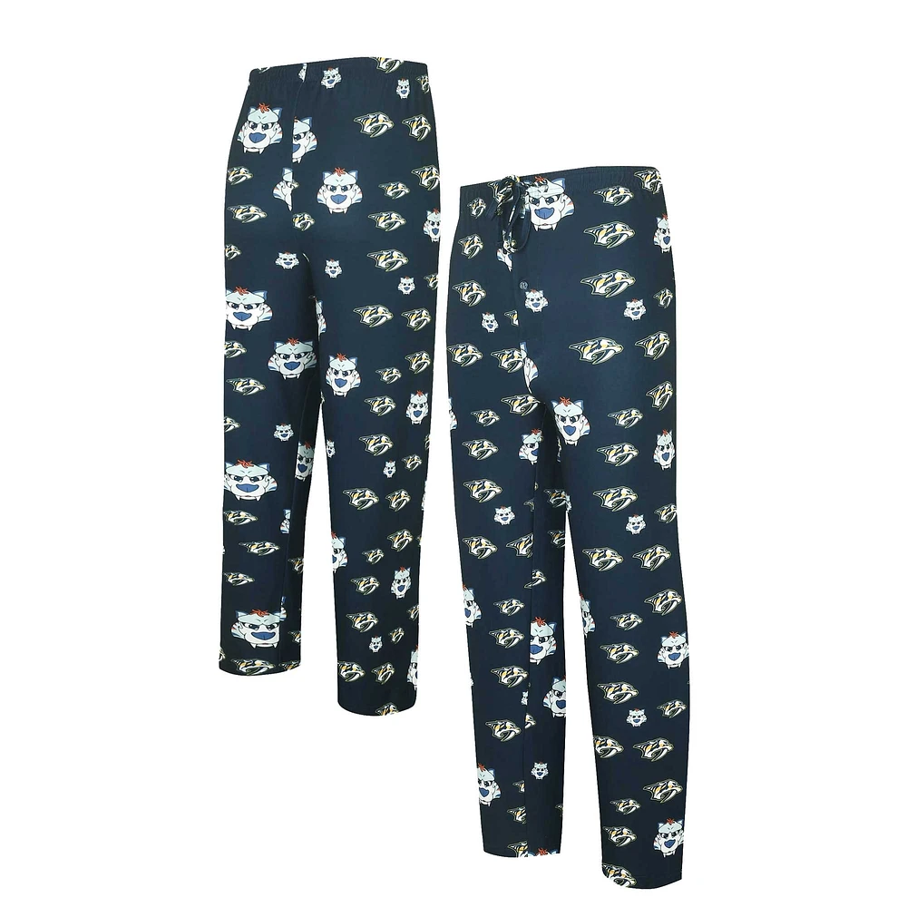 Pantalon de nuit en tricot à imprimé intégral Concepts Sport pour hommes, bleu marine, Nashville Predators Gauge