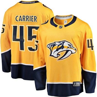 Maillot de joueur échappé Premier Breakaway Fanatics Alexandre Carrier doré des Predators Nashville pour hommes