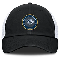 Casquette ajustable Averie Trucker noire/blanche pour hommes de la marque Fanatics des Nashville Predators